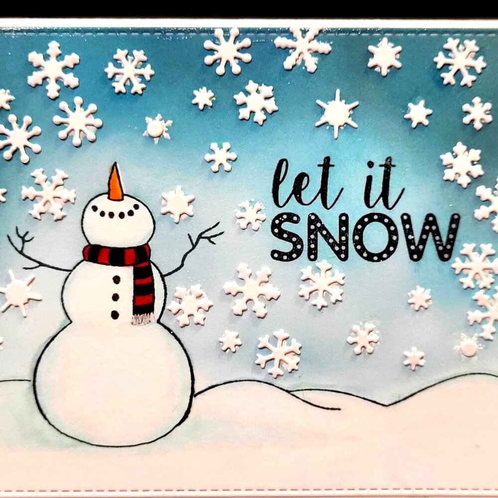 Snowman 3D Snowflakes Handcrafted Christmas Winter Holiday Card w/Envelope